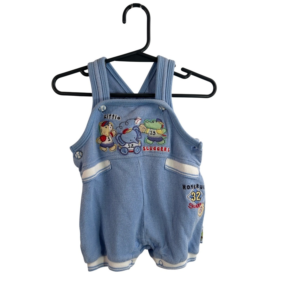 Baby Grand Ribbed Knit Romper 3/6M Blue Little Sluggers Baseball Kids